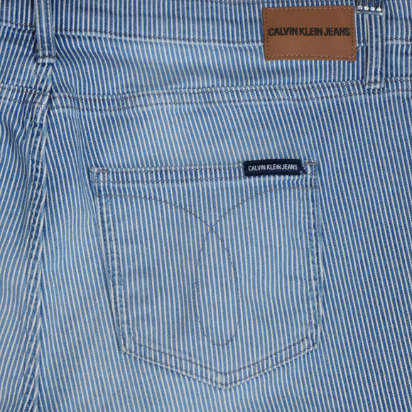 Calvin Klein Denim Jean Shorts Women Size 16 Pockets Blue White Hi Rise Nautical - Picture 7 of 9